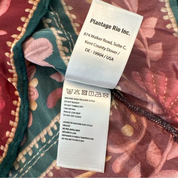 Farm Rio Seashell Tapestry Teal Buttoned Shirt-Blouse Size Medium New With Tags - Picture 12 of 13